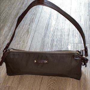 Kate Spade Brown Nylon & Leather Skinny Purse